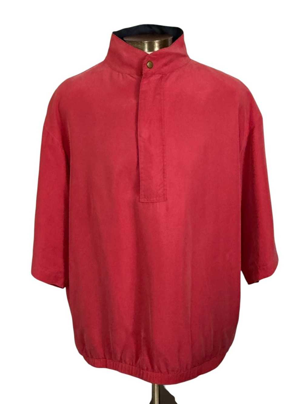 Bobby Chan 100% Silk Short Sleeve Pullover Golf Jacket Windbreaker Men's XL Red